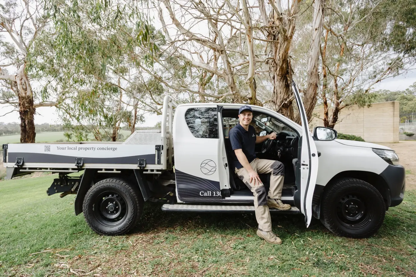 Bloomberry team member with branded ute, ready for a job on the Mornington Peninsula
